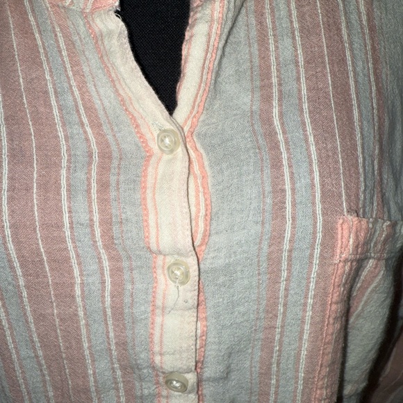 Canyon River Blues, peach and cream stripes. Large - Picture 2 of 6